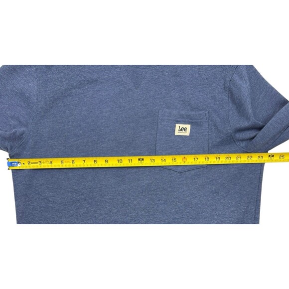Lee Premium Select Pocket Crewneck Sweatshirt Heather Blue Fleece Logo M - Picture 4 of 9